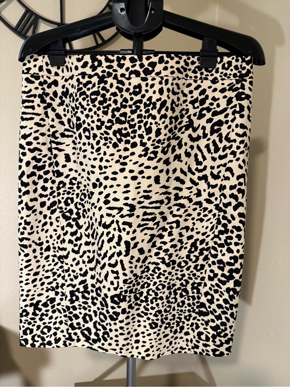 LOFT Black and Cream Animal Print Pencil Skirt
